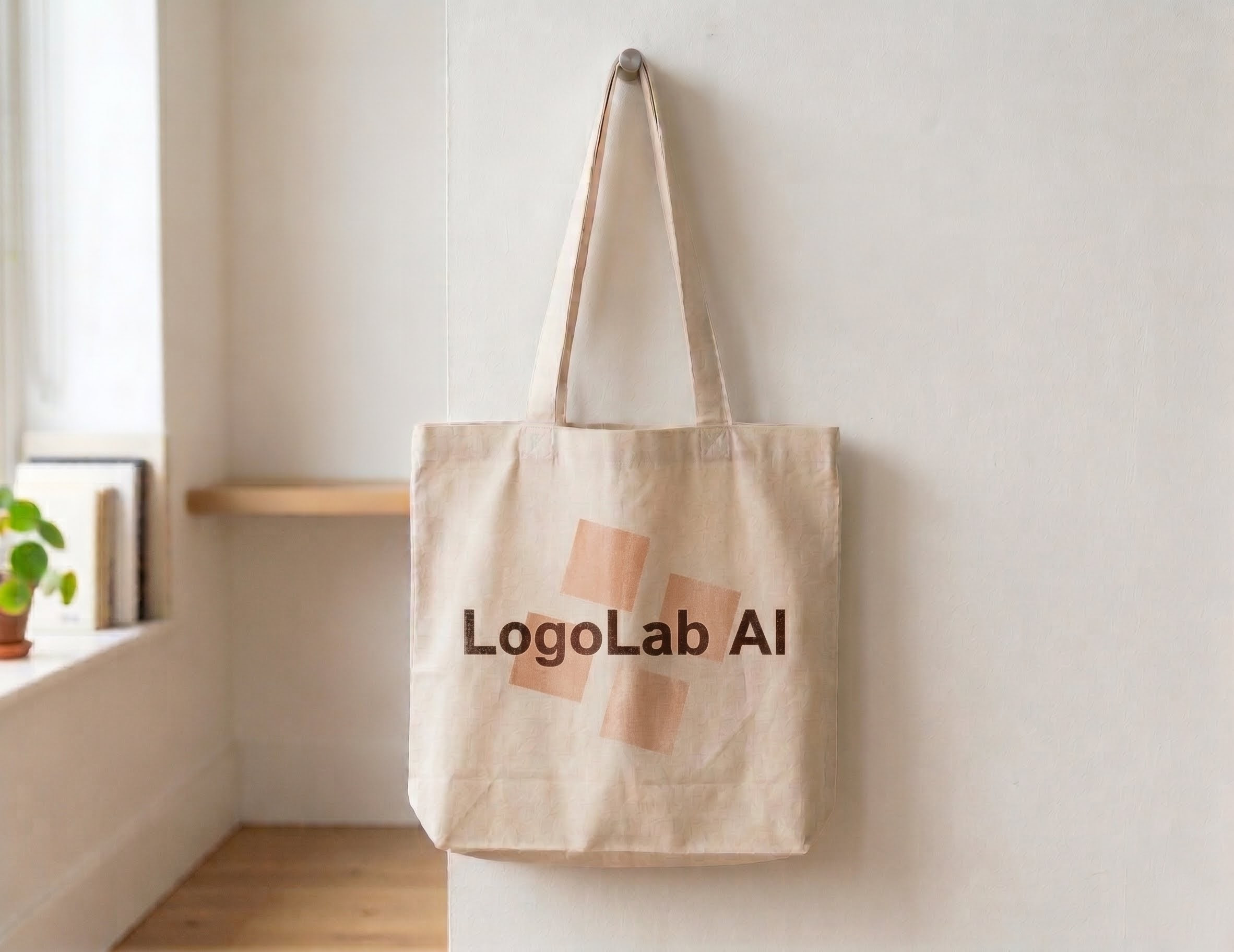 LogoLab AI で作ったロゴをトートバッグに展開した例