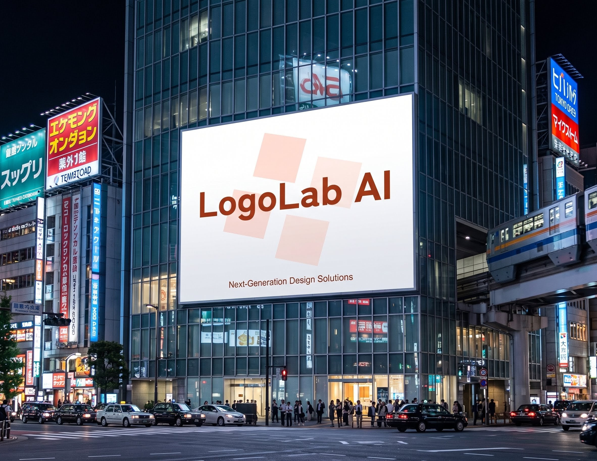 LogoLab AI で作ったロゴを看板に展開した例